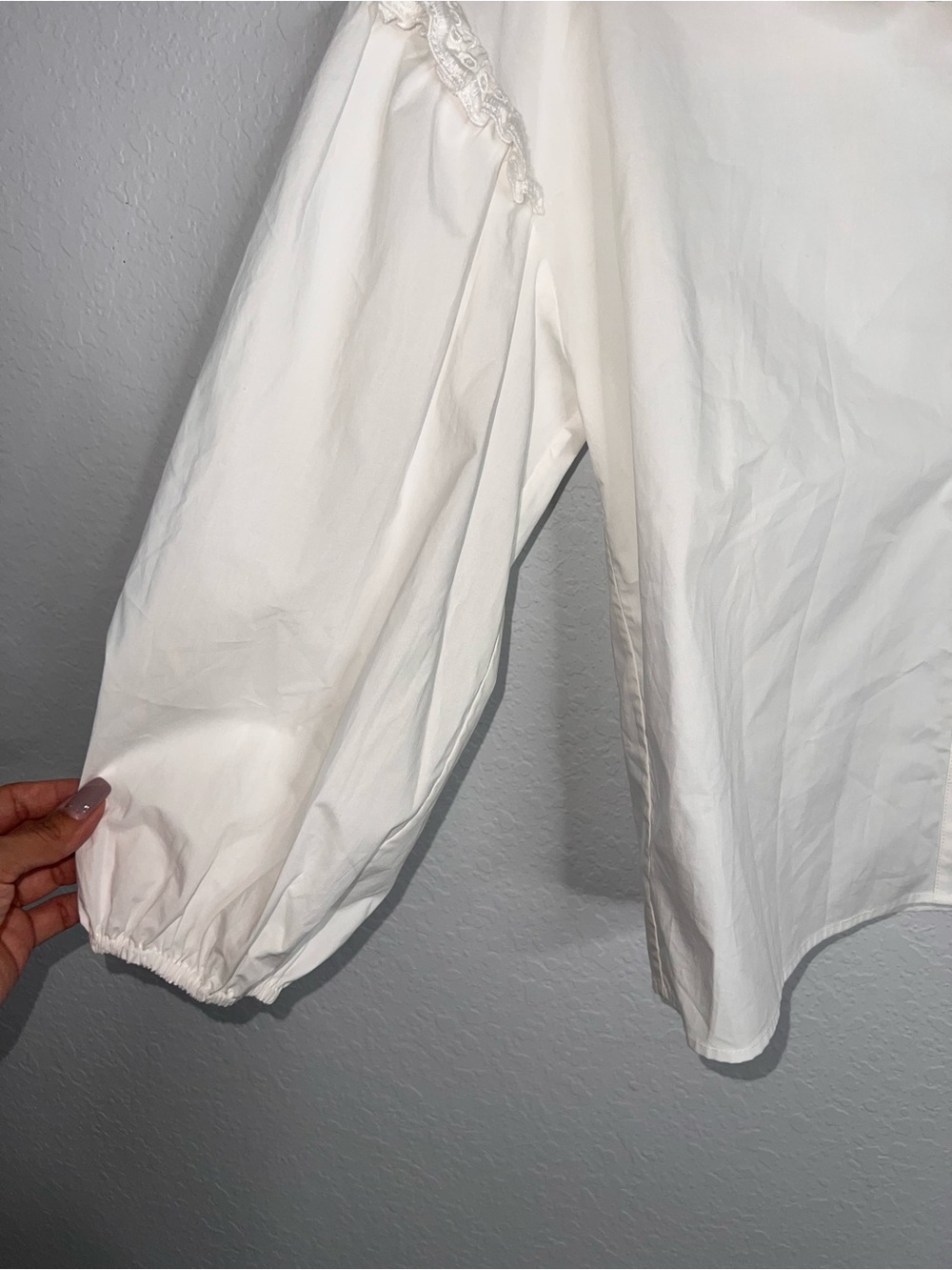 CHRISTY LYNN Madelyn Top Blouse Women’s Medium Ruffled Poplin Shirt FF - Picture 3 of 14
